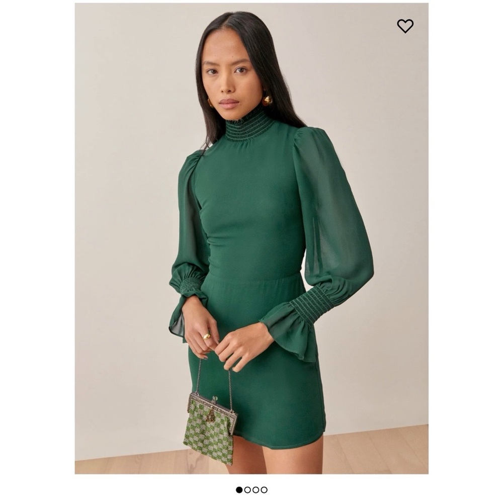 Reformation Archie dress in emerald green size 8